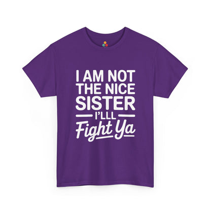 I Am Not The Nice Sister I'll Fight Ya T-Shirt – Funny Sarcastic Sibling Gift | TEEZOCA 