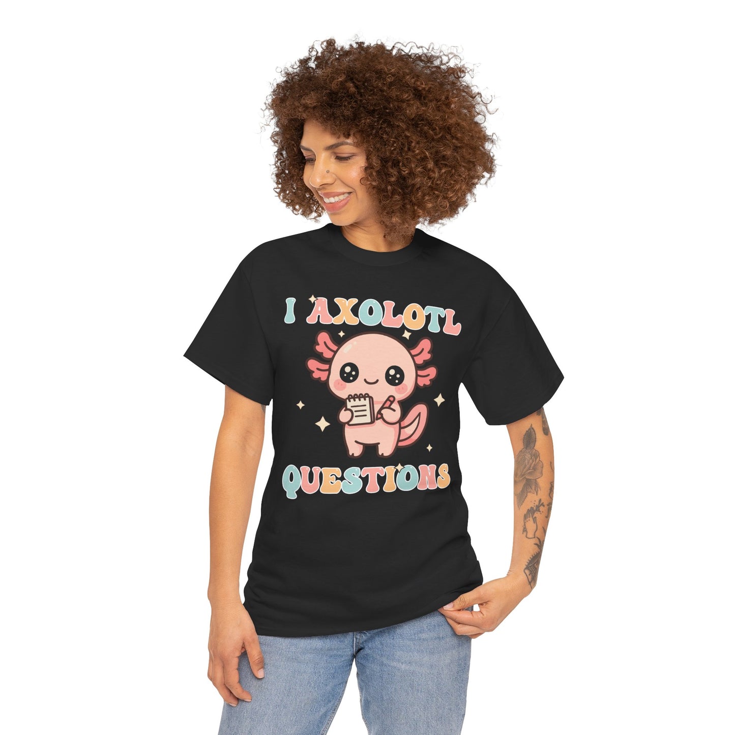 I Axolotl Questions Cute Kawaii Axolotl Pun Unisex T-shirt | TEEZOCA funny axolotl quote Unisex T-shirt with playful style