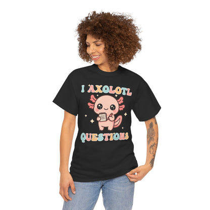 I Axolotl Questions Cute Kawaii Axolotl Pun Unisex T-shirt | TEEZOCA funny axolotl quote Unisex T-shirt with playful style