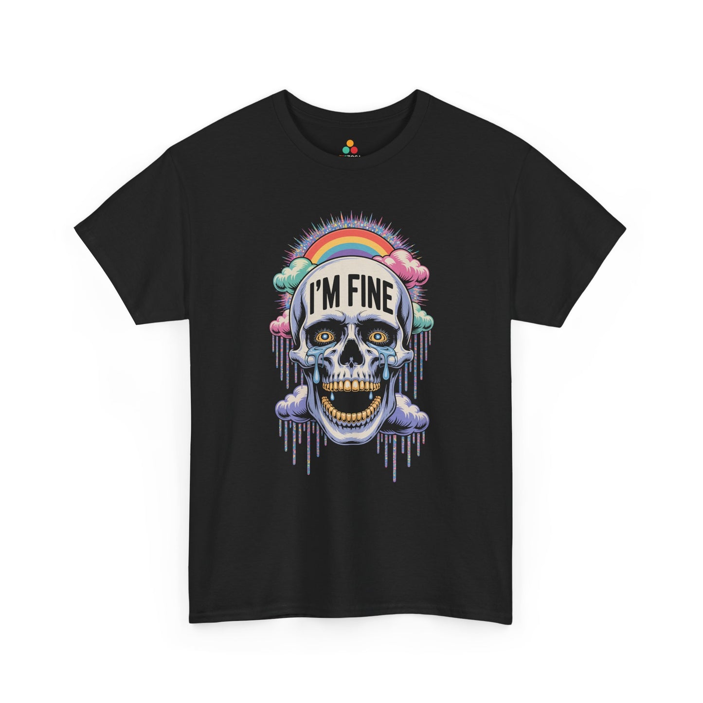 I'm Fine Skull Rainbow Graphic Unisex T-shirt with Dark Humor Vibes | TEEZOCA 