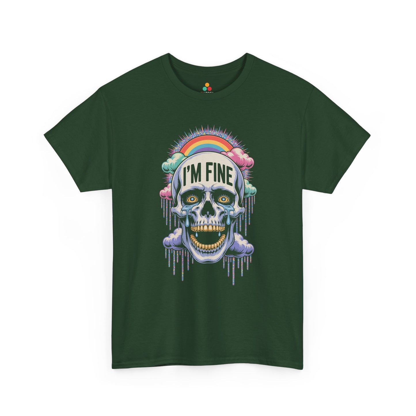 I'm Fine Skull Rainbow Graphic Unisex T-shirt with Dark Humor Vibes | TEEZOCA 