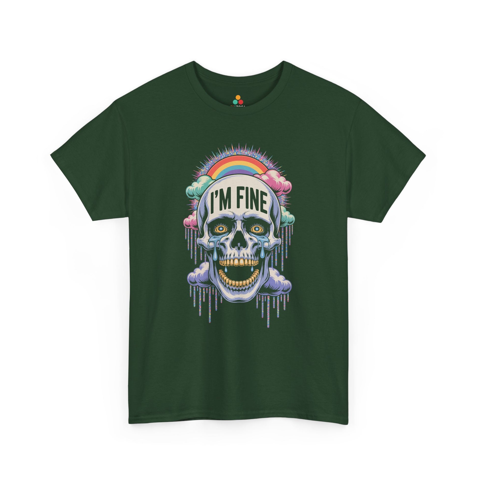 I'm Fine Skull Rainbow Graphic Unisex T-shirt with Dark Humor Vibes | TEEZOCA 