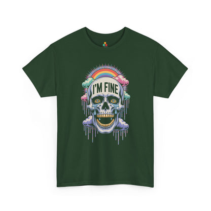 I'm Fine Skull Rainbow Graphic Unisex T-shirt with Dark Humor Vibes | TEEZOCA 