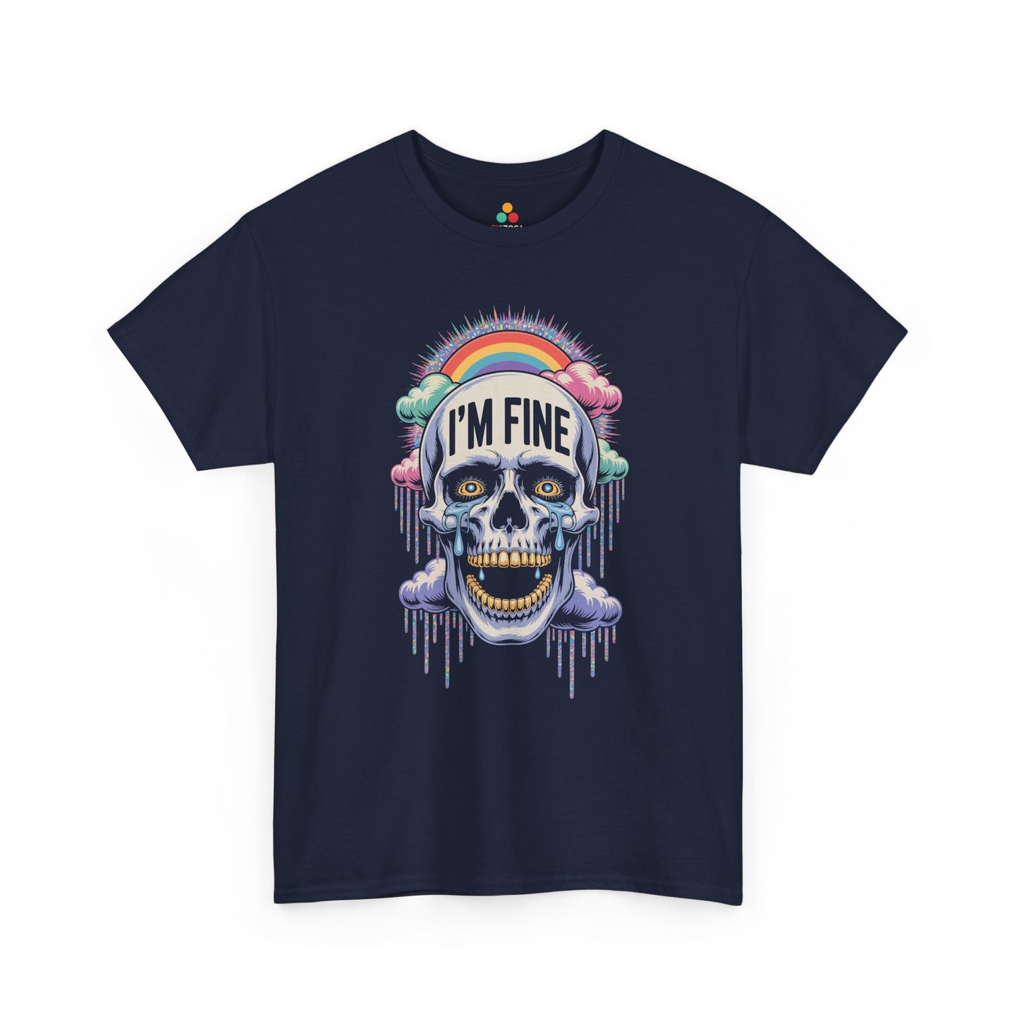 I'm Fine Skull Rainbow Graphic Unisex T-shirt with Dark Humor Vibes | TEEZOCA 