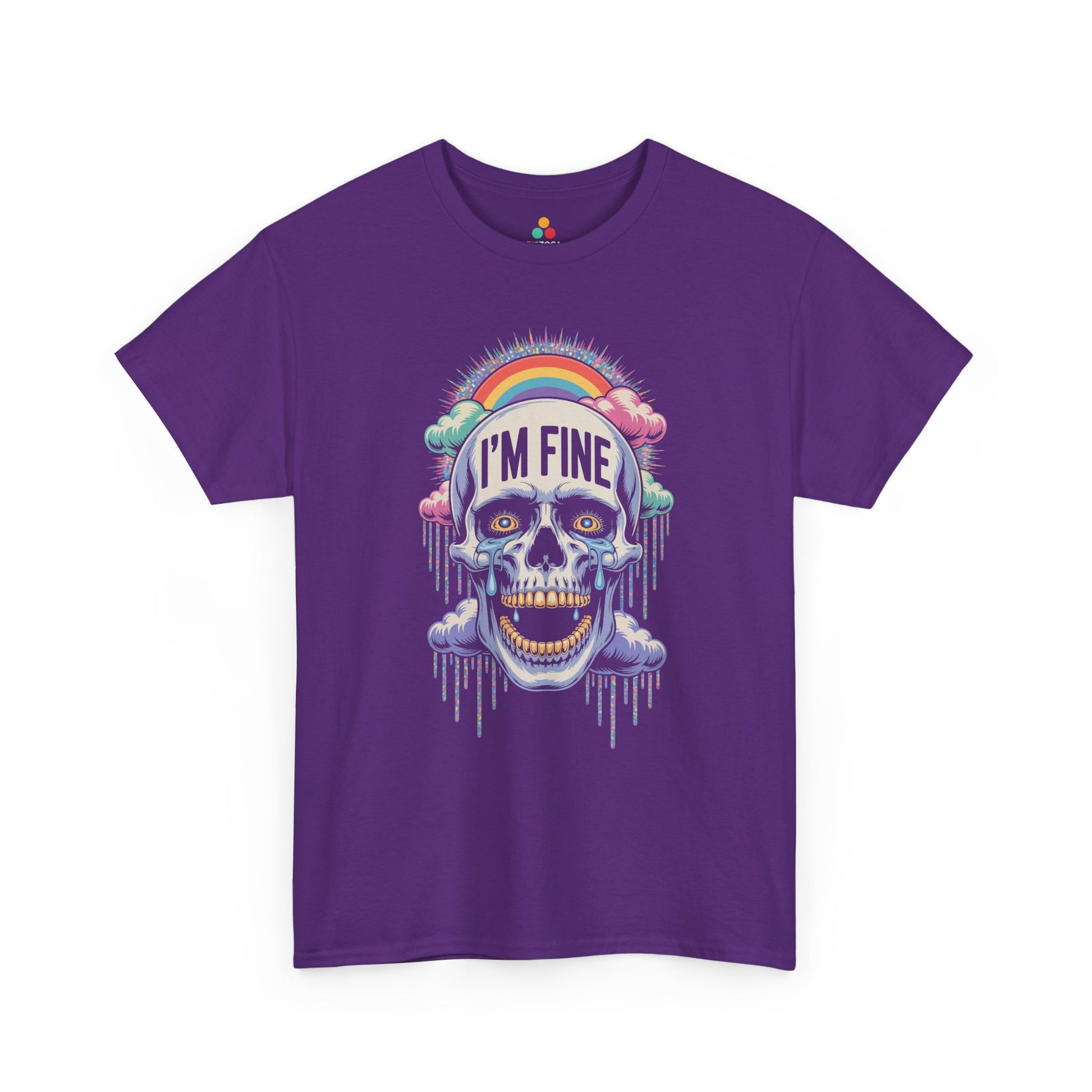 I'm Fine Skull Rainbow Graphic Unisex T-shirt with Dark Humor Vibes | TEEZOCA 