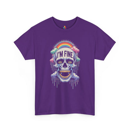 I'm Fine Skull Rainbow Graphic Unisex T-shirt with Dark Humor Vibes | TEEZOCA 