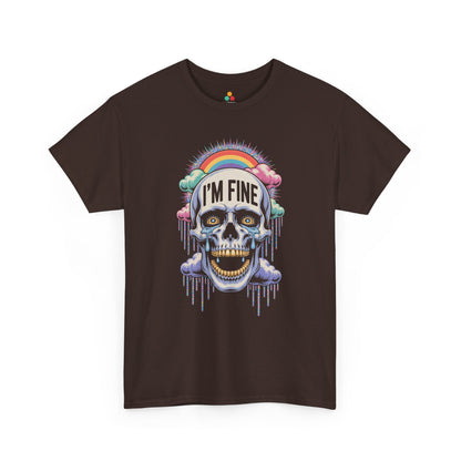 I'm Fine Skull Rainbow Graphic Unisex T-shirt with Dark Humor Vibes | TEEZOCA 
