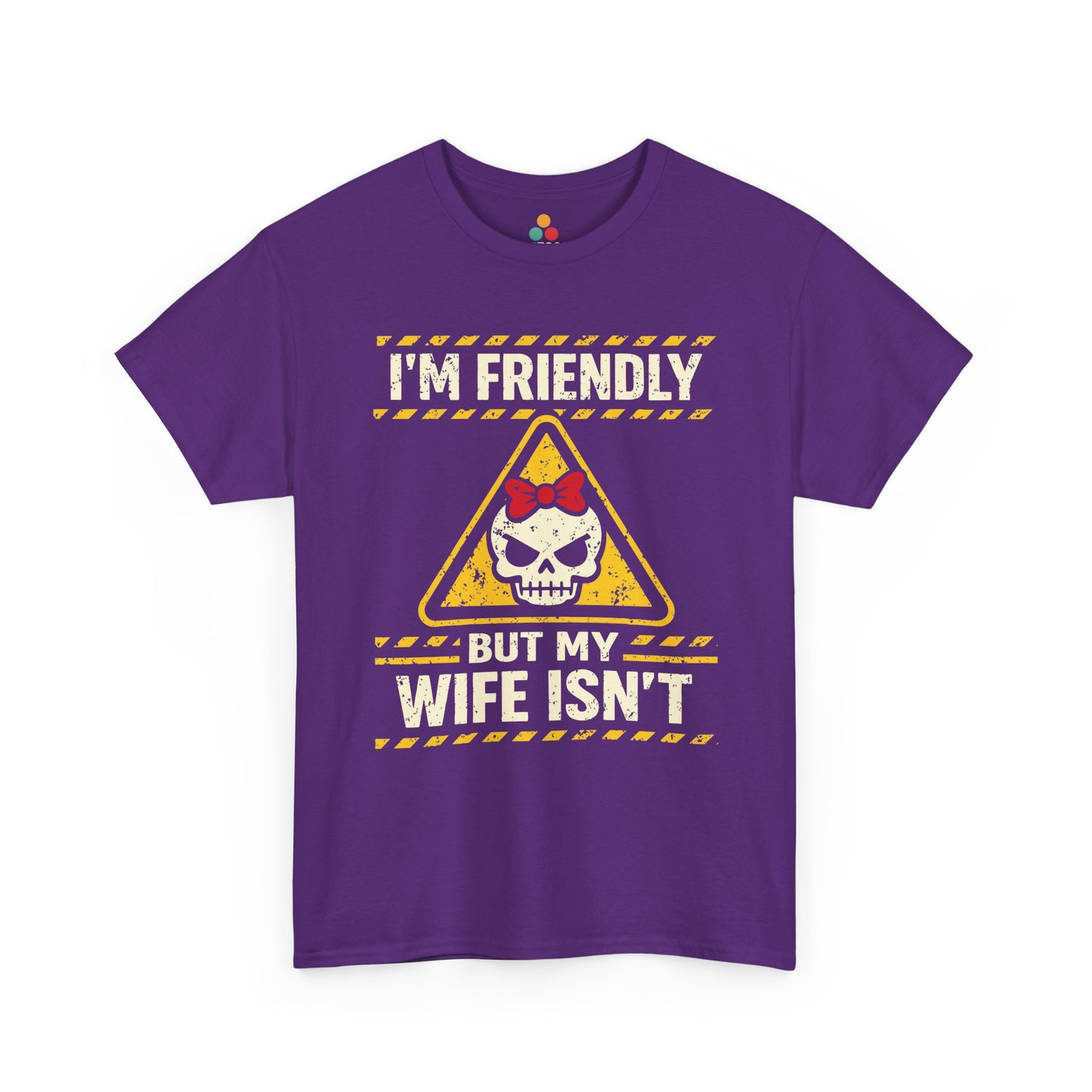 I'm Friendly But My Wife Isn't T-Shirt – Yellow Hazard Skull Tee | TEEZOCA 