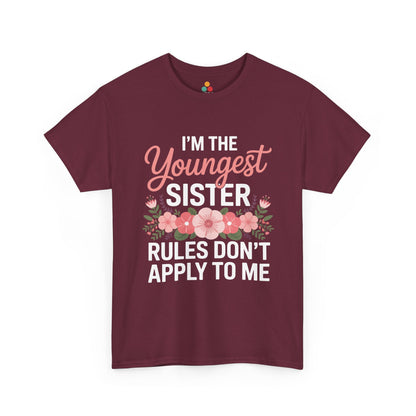 I'm The Youngest Sister Rules Don't Apply To Me T-Shirt – Floral Sibling Gift | TEEZOCA 