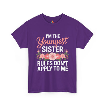 I'm The Youngest Sister Rules Don't Apply To Me T-Shirt – Floral Sibling Gift | TEEZOCA 