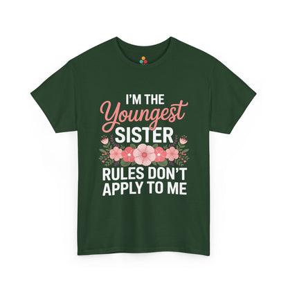 I'm The Youngest Sister Rules Don't Apply To Me T-Shirt – Floral Sibling Gift | TEEZOCA 