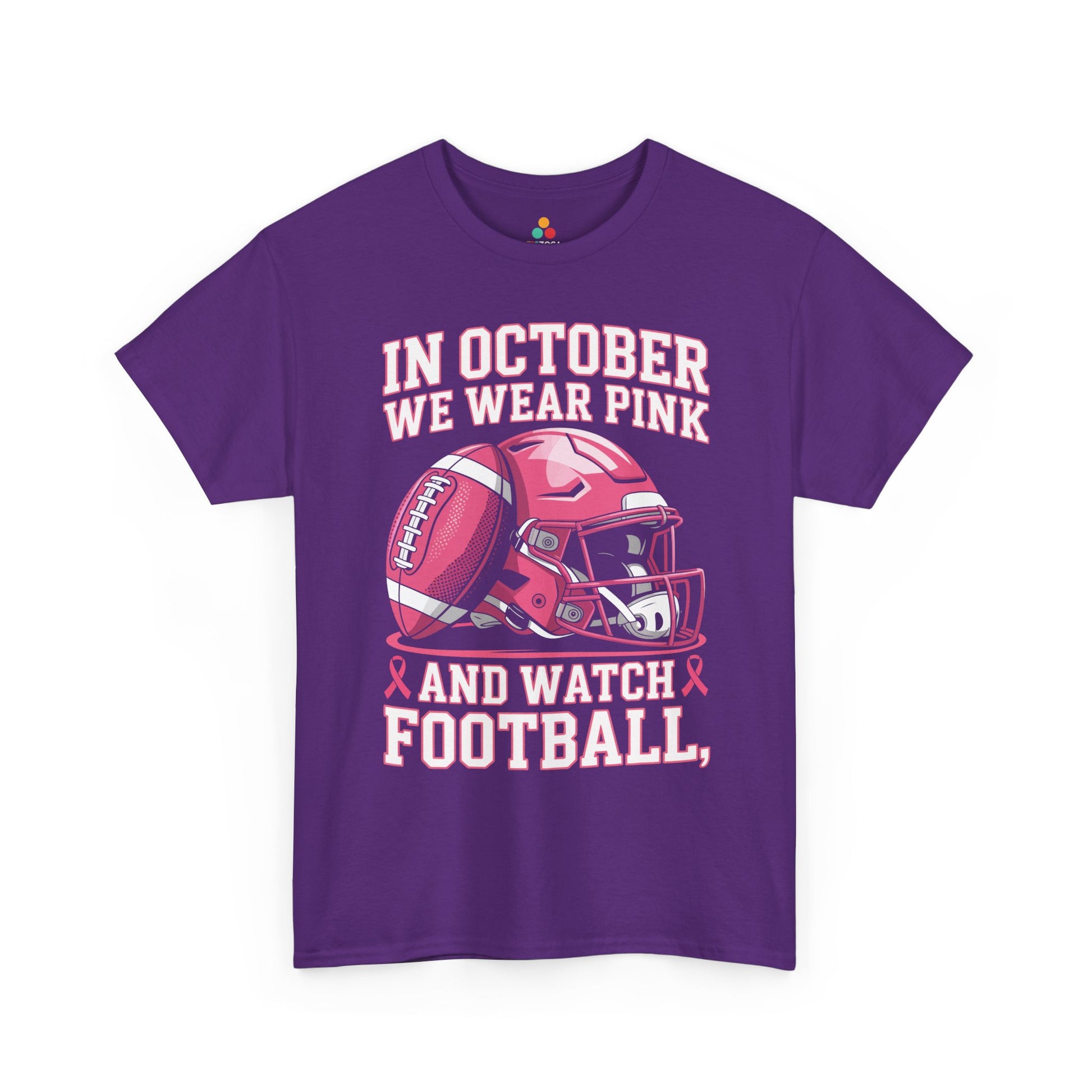 In October We Wear Pink Football Breast Cancer Awareness Unisex T-shirt | TEEZOCA 