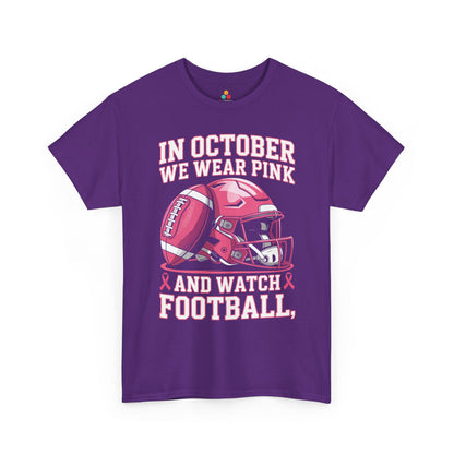 In October We Wear Pink Football Breast Cancer Awareness Unisex T-shirt | TEEZOCA 