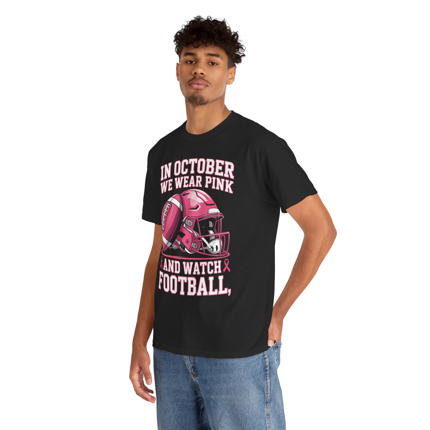 In October We Wear Pink Football Breast Cancer Awareness Unisex T-shirt | TEEZOCA 