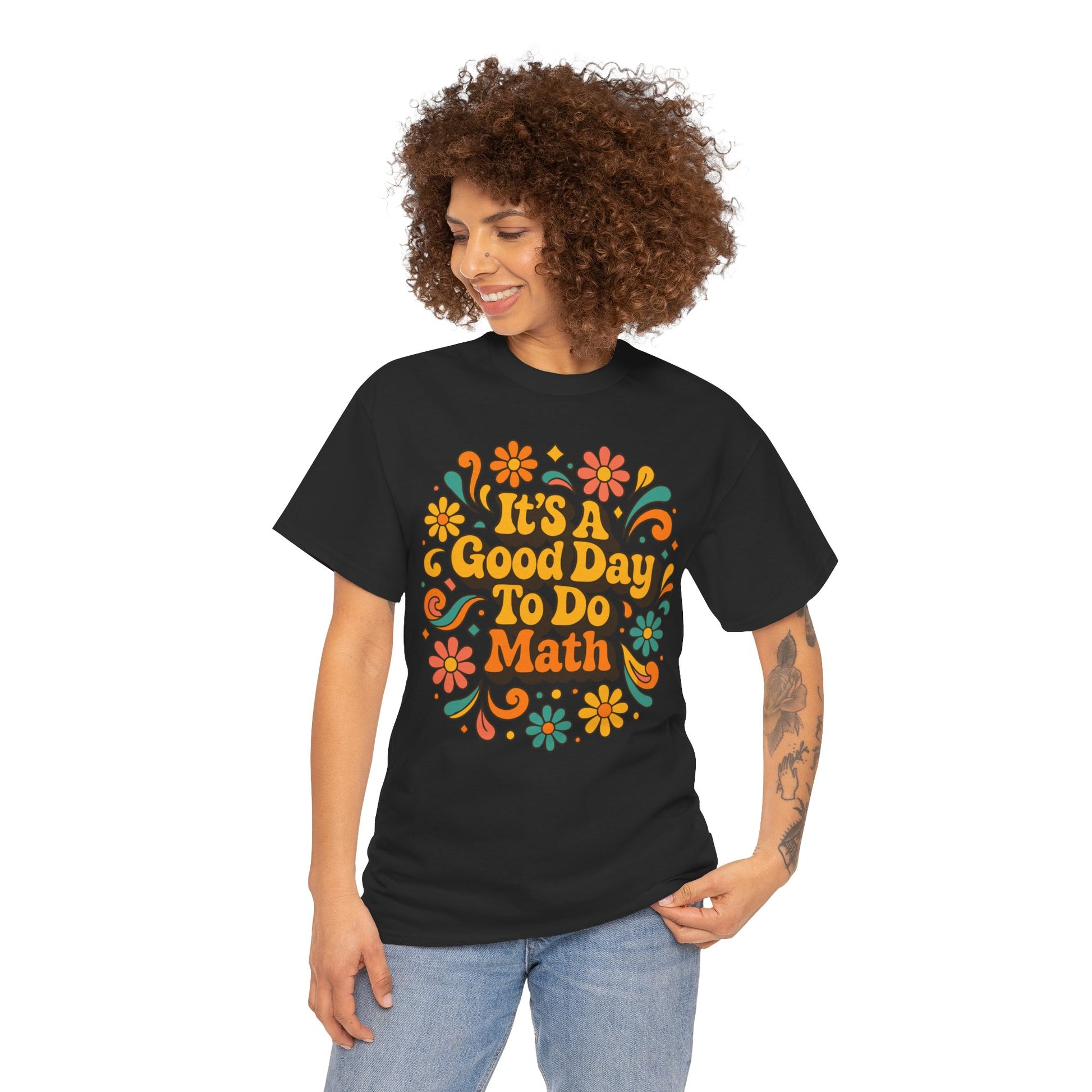It’s A Good Day To Do Math Retro Floral Unisex T-shirt | TEEZOCA colorful retro math positivity T-shirt