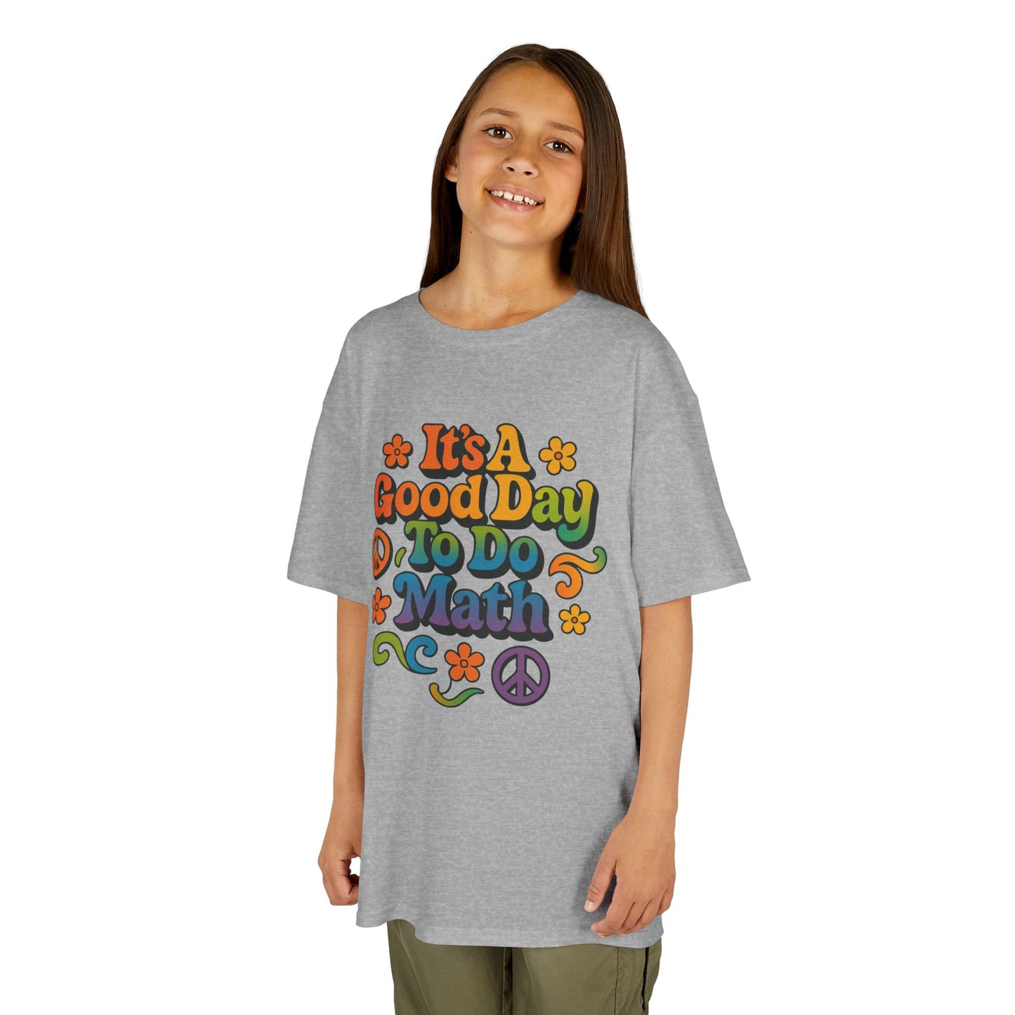 It’s A Good Day To Do Math Retro Rainbow Kids T-shirt | TEEZOCA colorful gradient math back to school tee