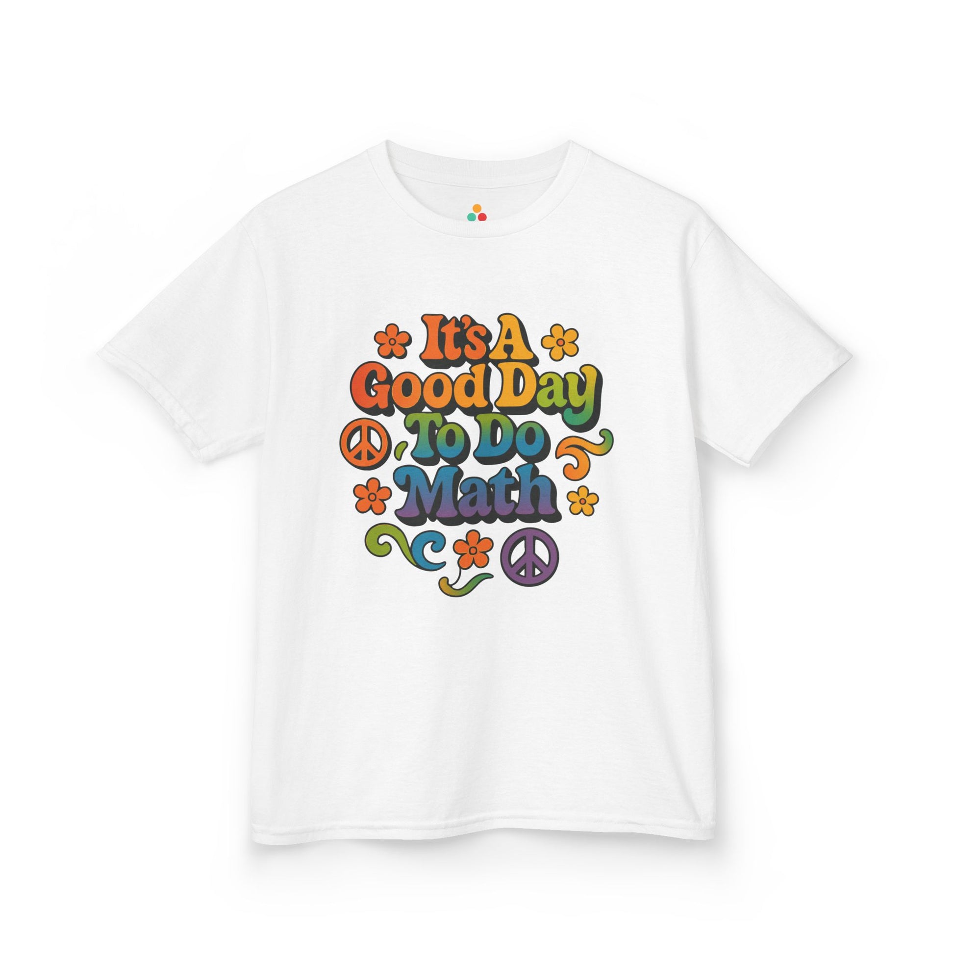 It’s A Good Day To Do Math Retro Rainbow Kids T-shirt | TEEZOCA groovy rainbow math classroom shirt