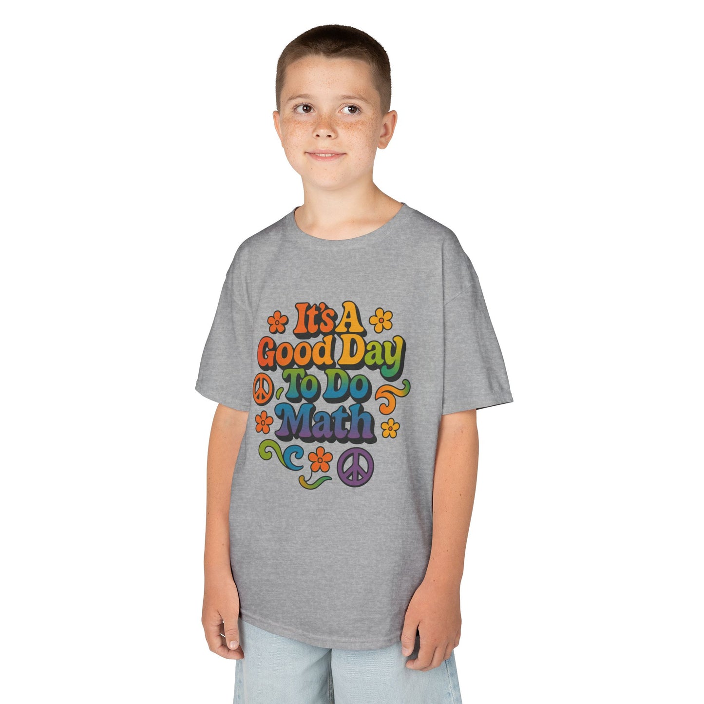 It’s A Good Day To Do Math Retro Rainbow Kids T-shirt | TEEZOCA vintage style math floral Kids T-shirt