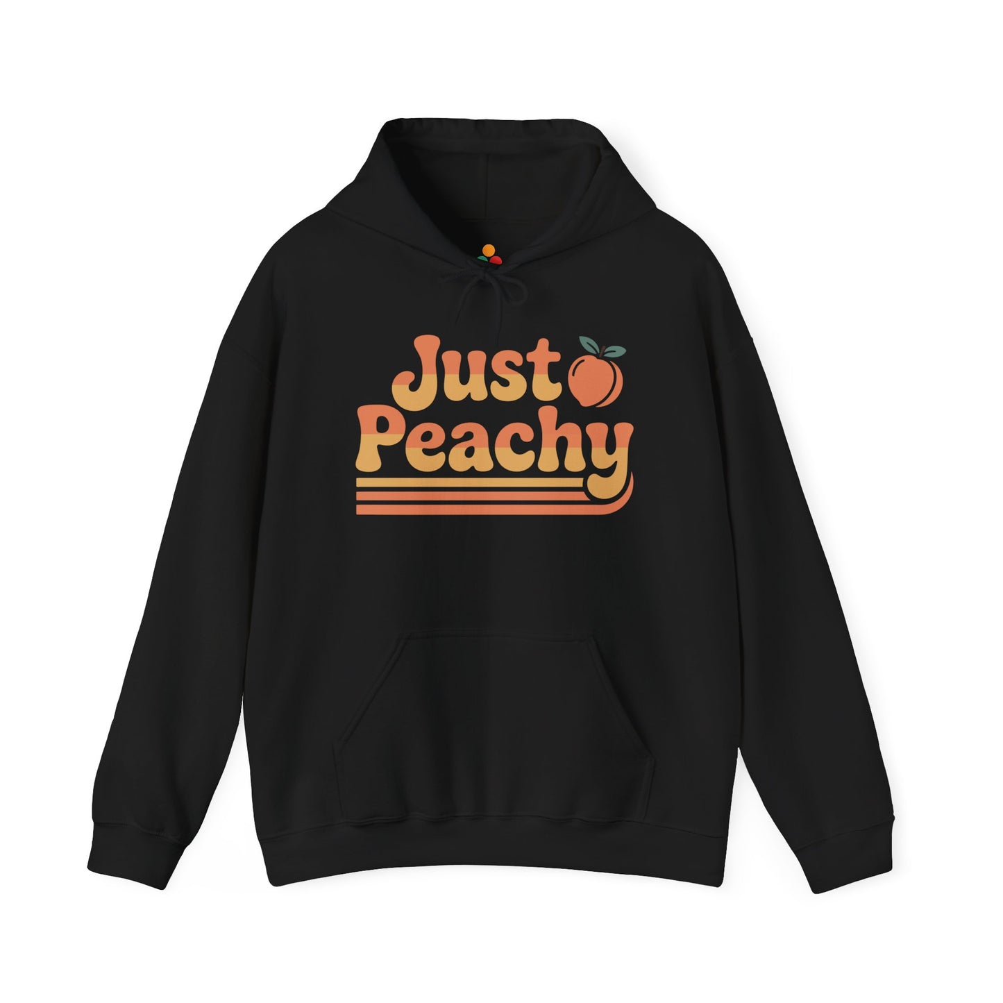 Just Peachy Retro Unisex Heavy Blend Hoodie | TEEZOCA Just Peachy aesthetic lettering Unisex Heavy Blend Hoodie 