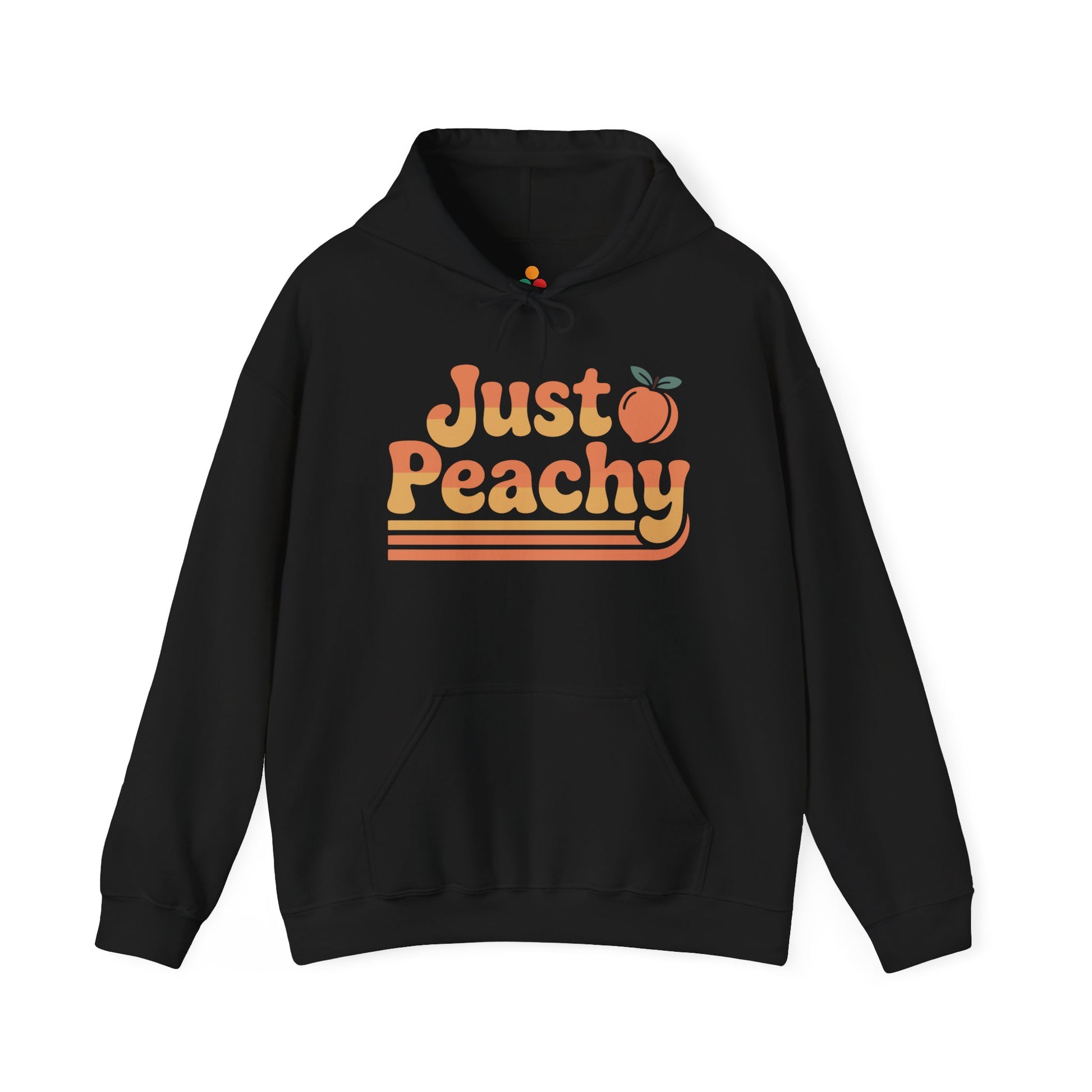 Just Peachy Retro Unisex Heavy Blend Hoodie | TEEZOCA Just Peachy aesthetic lettering Unisex Heavy Blend Hoodie 