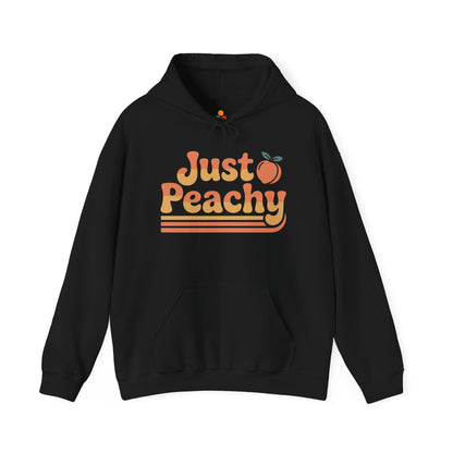 Just Peachy Retro Unisex Heavy Blend Hoodie | TEEZOCA Just Peachy aesthetic lettering Unisex Heavy Blend Hoodie 