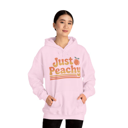Just Peachy Retro Unisex Heavy Blend Hoodie | TEEZOCA Just Peachy peach graphic Unisex Heavy Blend Hoodie