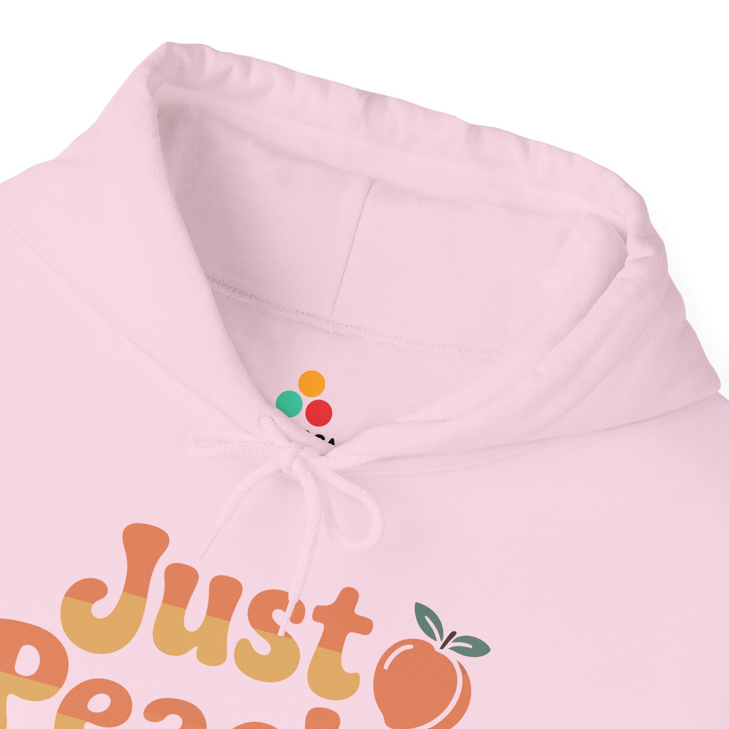 Just Peachy Retro Unisex Heavy Blend Hoodie | TEEZOCA Just Peachy retro typography Unisex Heavy Blend Hoodie