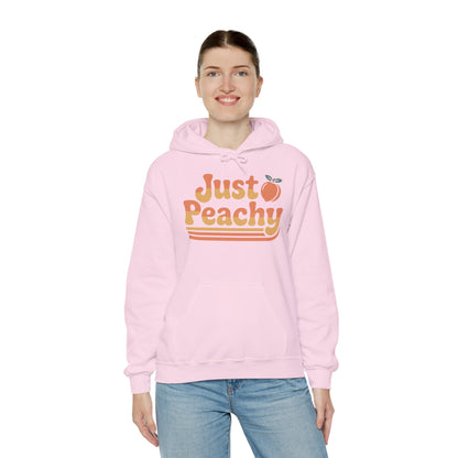 Just Peachy Retro Unisex Heavy Blend Hoodie | TEEZOCA retro positive slogan design Unisex Heavy Blend Hoodie
