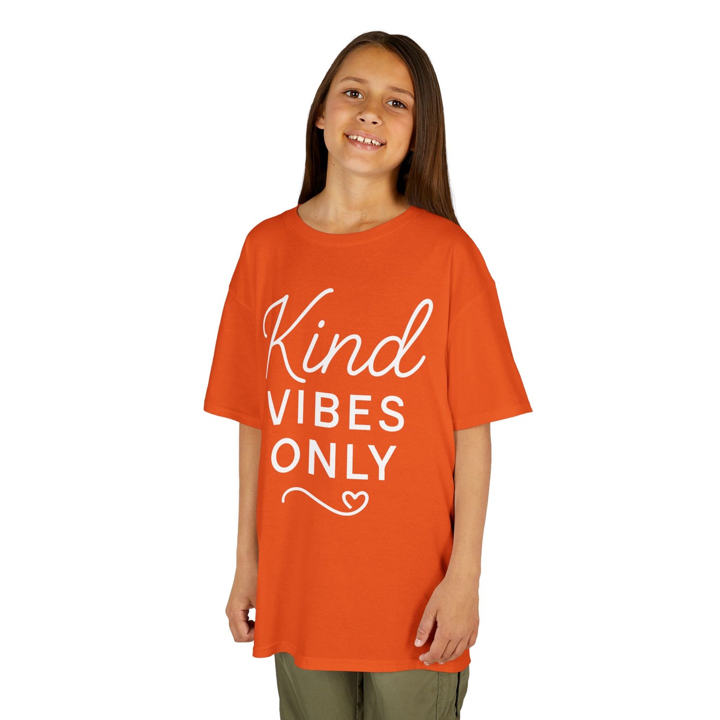 Kind Vibes Only Kids T-shirt for Unity Day Anti Bullying | TEEZOCA wear orange Kind Vibes Only design