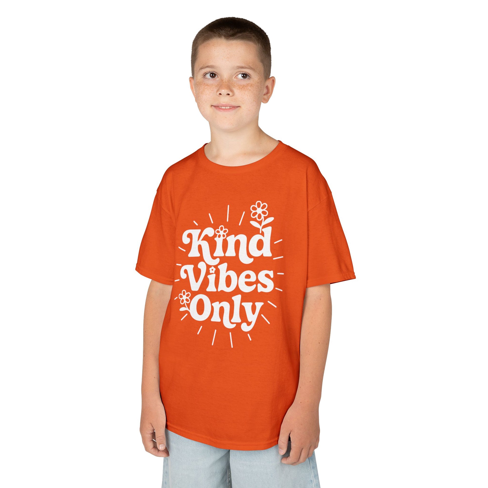 Kind Vibes Only Orange Unity Day Anti-Bullying Kids T-shirt | TEEZOCA Unity Day orange kindness slogan Kids T-shirt
