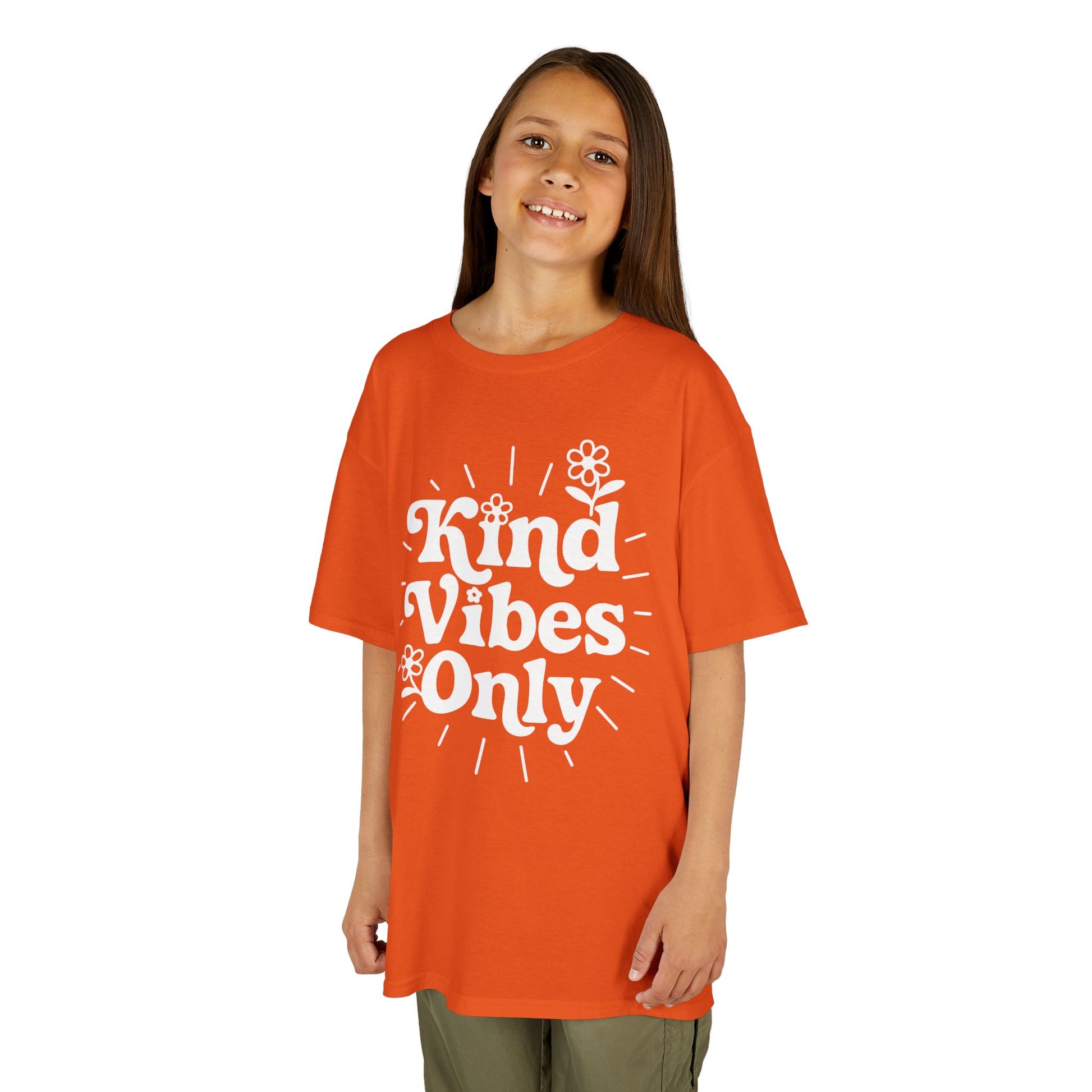 Kind Vibes Only Orange Unity Day Anti-Bullying Kids T-shirt | TEEZOCA be kind positive vibes school Kids T-shirt