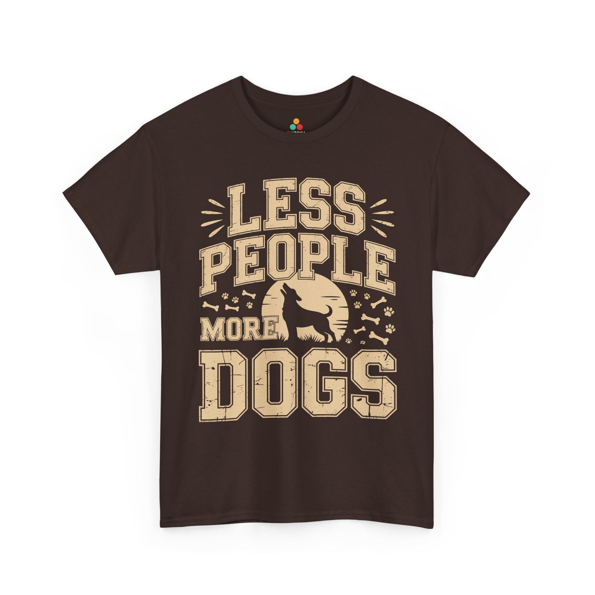 Less People More Dogs Vintage Graphic Unisex T-shirt | TEEZOCA 