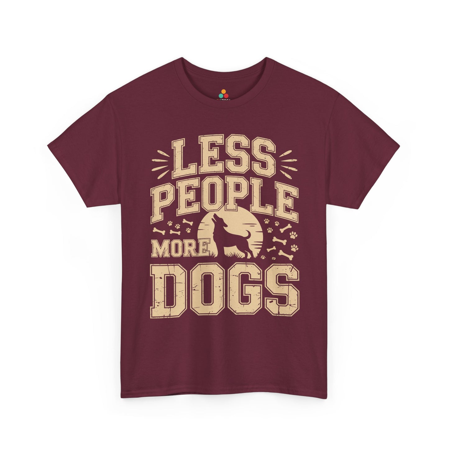 Less People More Dogs Vintage Graphic Unisex T-shirt | TEEZOCA 
