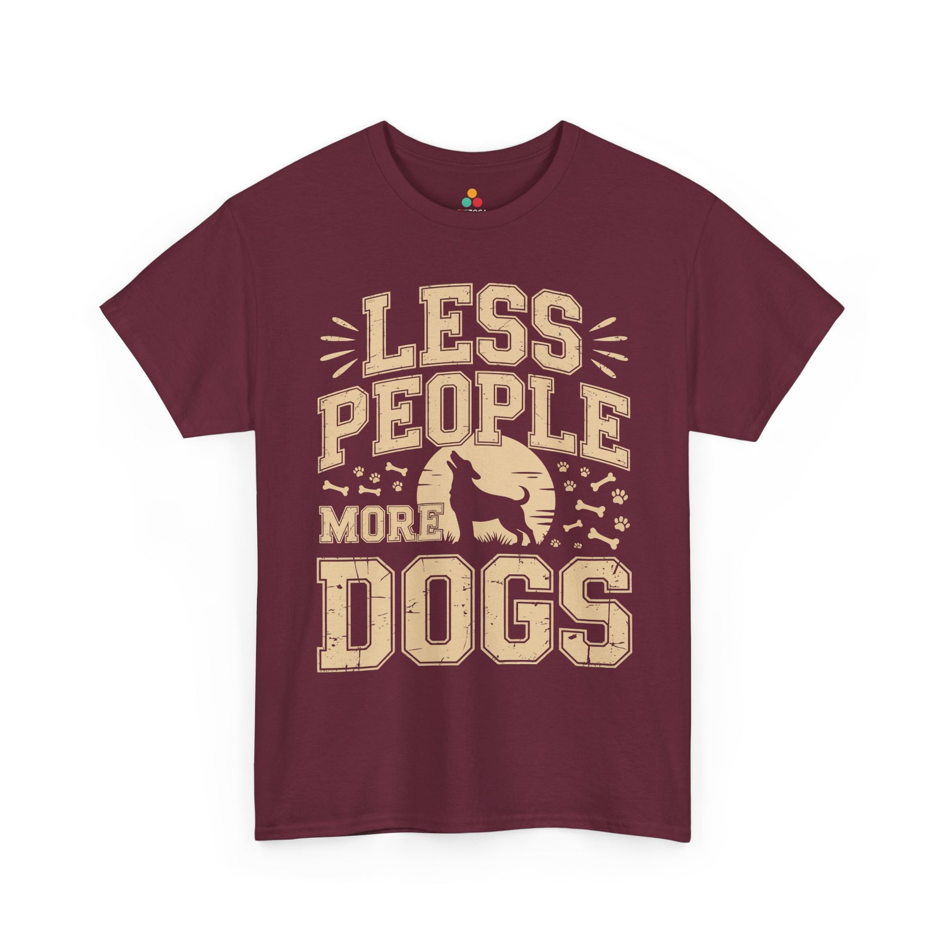 Less People More Dogs Vintage Graphic Unisex T-shirt | TEEZOCA 