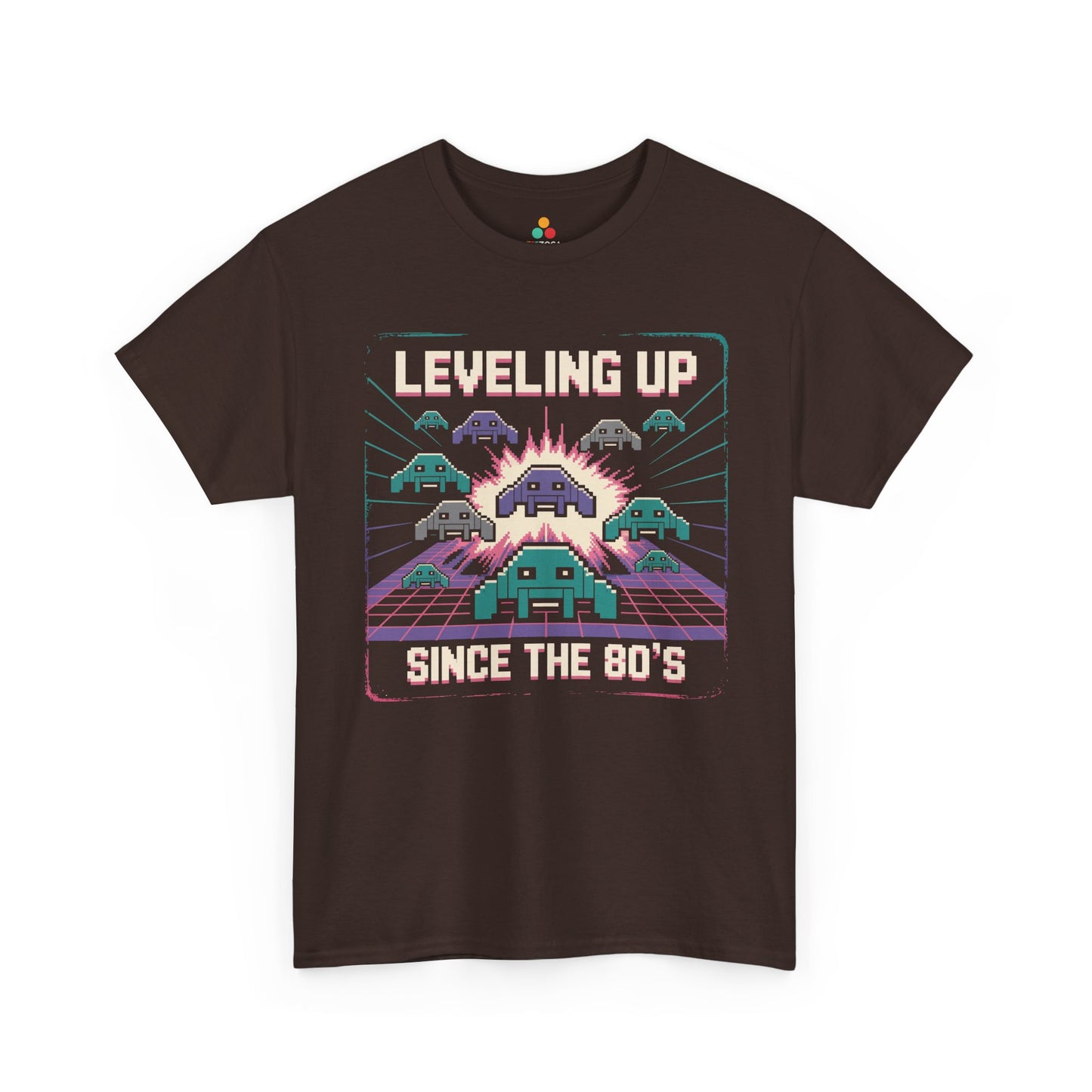 Leveling Up Since the 80's Retro Gaming 80s Pixel Arcade T-shirt | TEEZOCA 