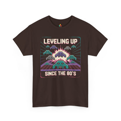 Leveling Up Since the 80's Retro Gaming 80s Pixel Arcade T-shirt | TEEZOCA 