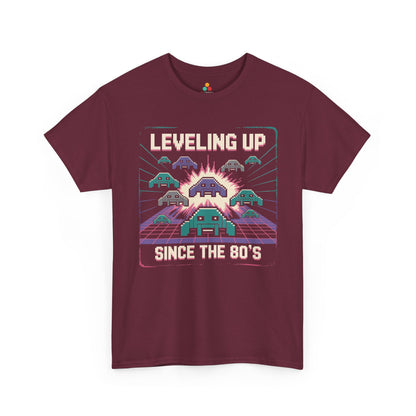 Leveling Up Since the 80's Retro Gaming 80s Pixel Arcade T-shirt | TEEZOCA 