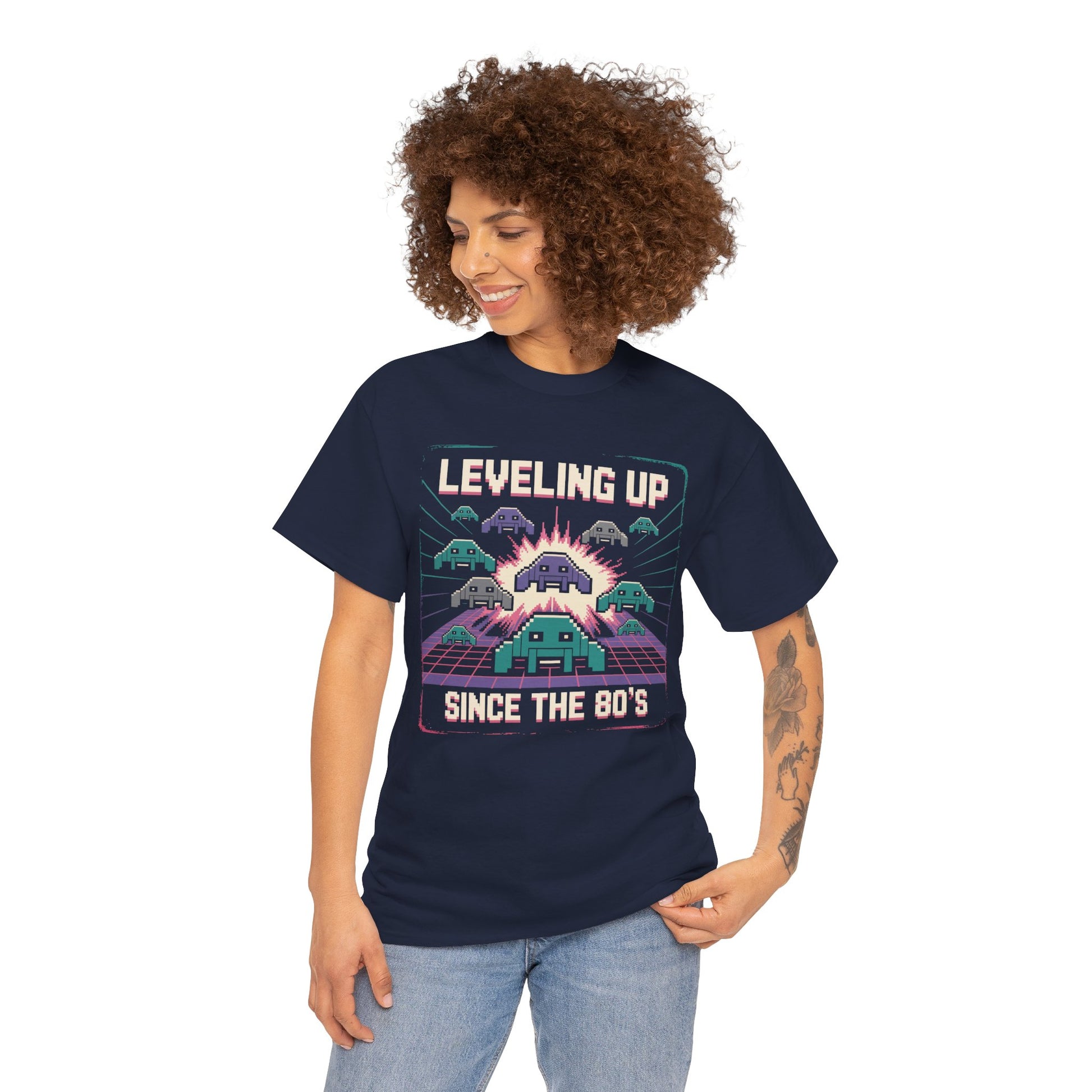 Leveling Up Since the 80's Retro Gaming 80s Pixel Arcade T-shirt | TEEZOCA 