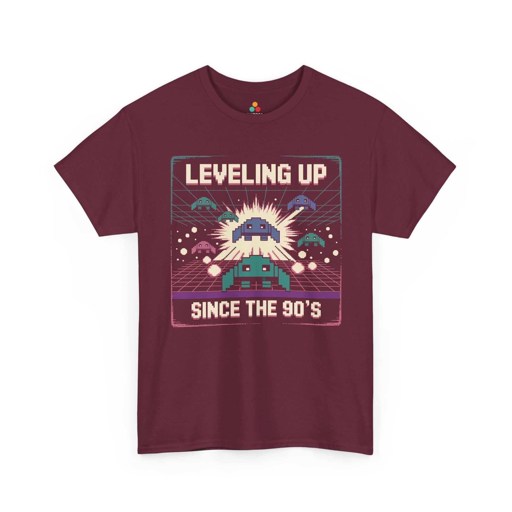 Leveling Up Since the 90's Retro Gamer 90s Pixel Arcade T-Shirt | TEEZOCA 