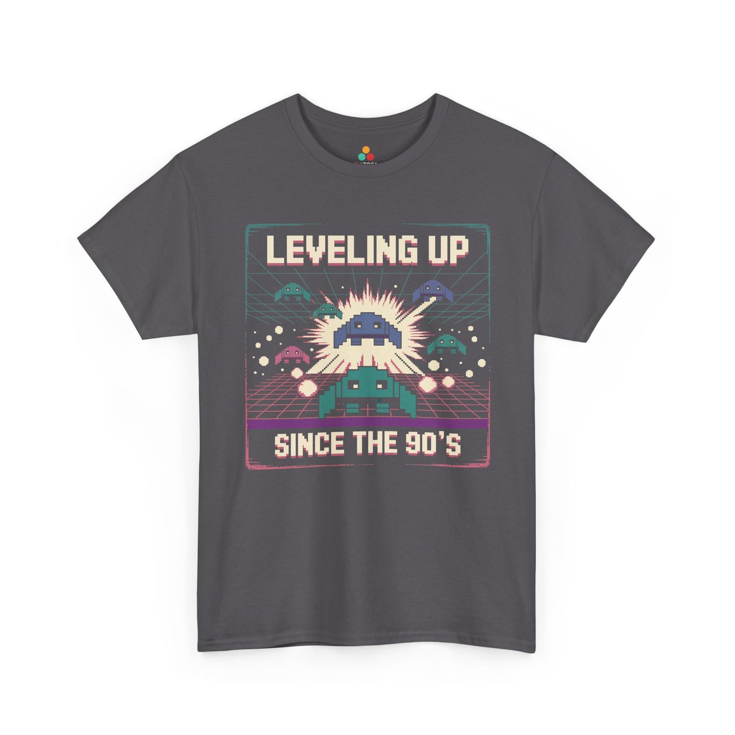 Leveling Up Since the 90's Retro Gamer 90s Pixel Arcade T-Shirt | TEEZOCA 