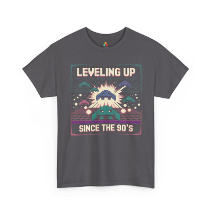 Leveling Up Since the 90's Retro Gamer 90s Pixel Arcade T-Shirt | TEEZOCA 