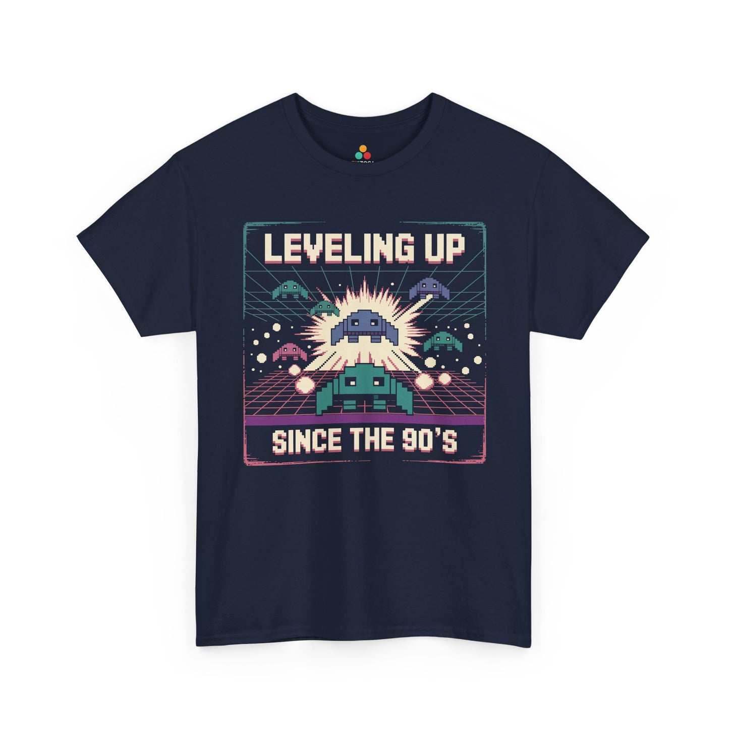 Leveling Up Since the 90's Retro Gamer 90s Pixel Arcade T-Shirt | TEEZOCA 