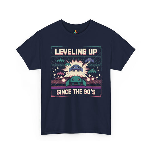 Leveling Up Since the 90's Retro Gamer 90s Pixel Arcade T-Shirt | TEEZOCA 