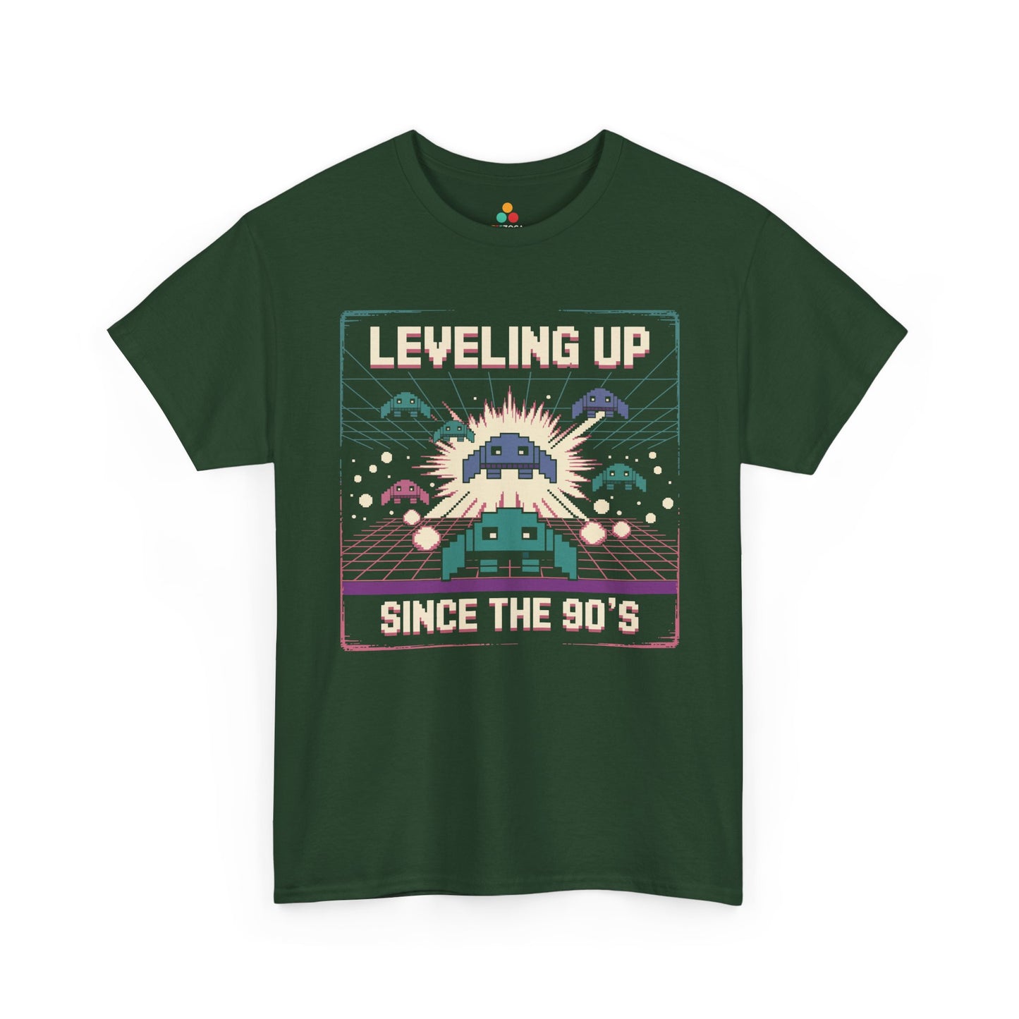 Leveling Up Since the 90's Retro Gamer 90s Pixel Arcade T-Shirt | TEEZOCA 