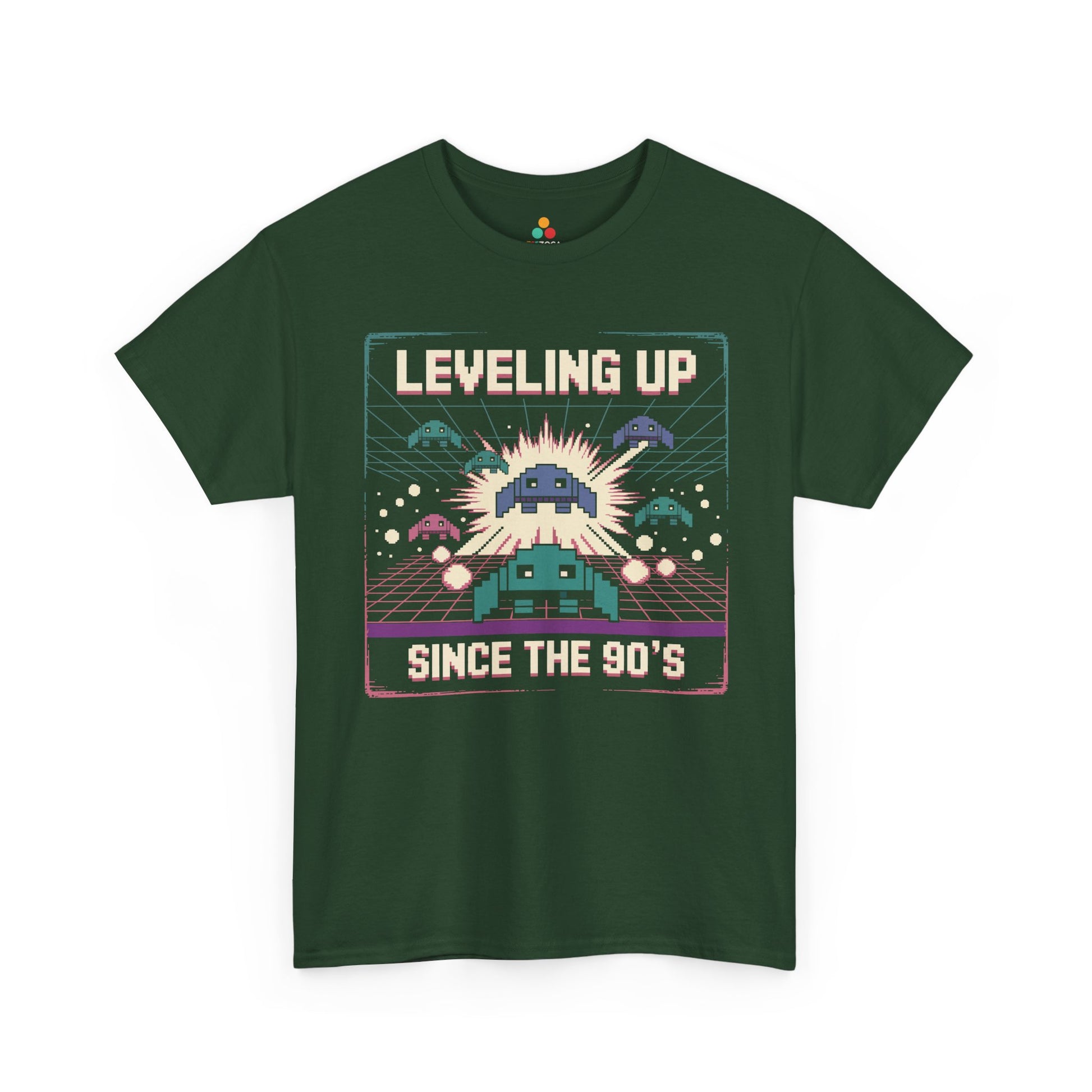 Leveling Up Since the 90's Retro Gamer 90s Pixel Arcade T-Shirt | TEEZOCA 
