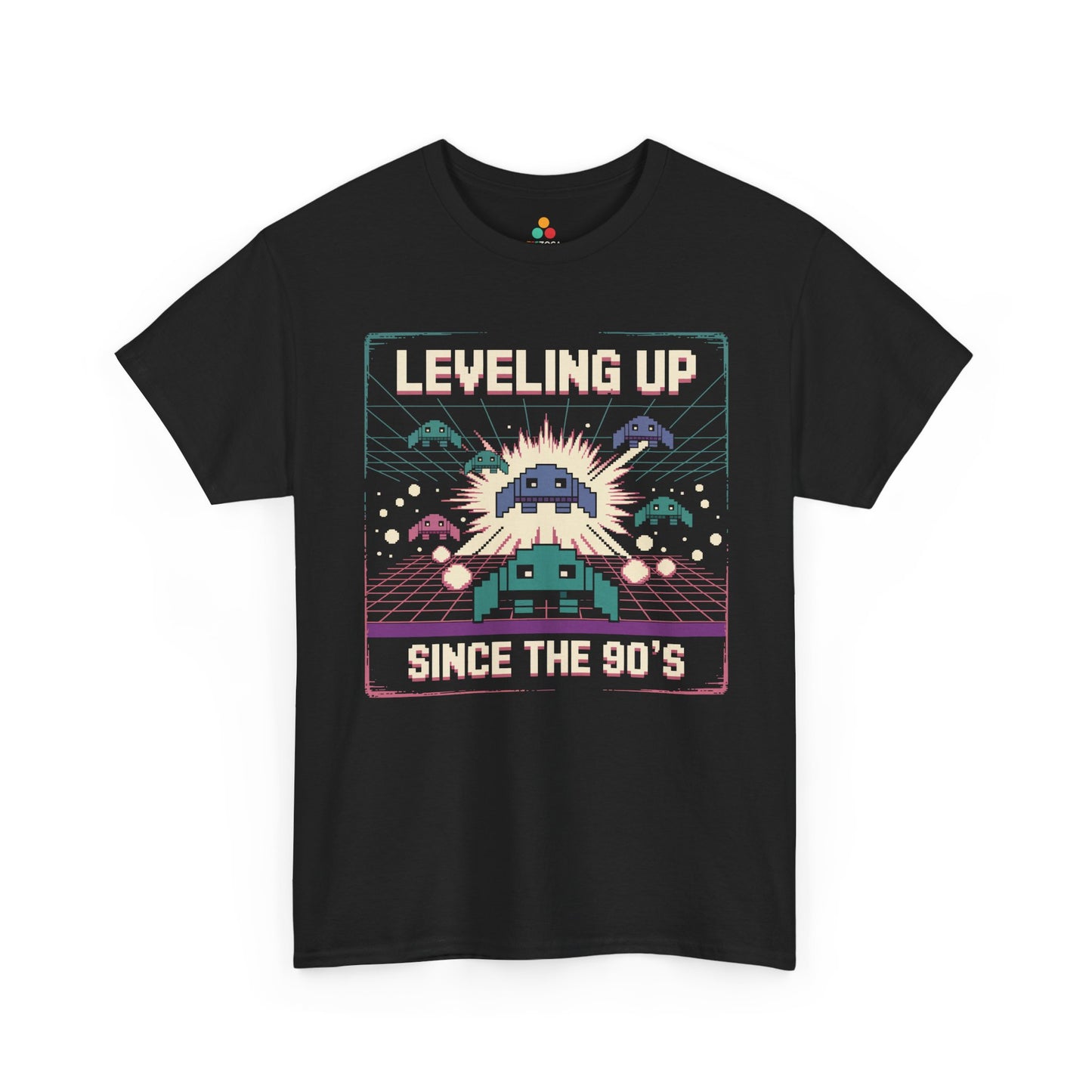 Leveling Up Since the 90's Retro Gamer 90s Pixel Arcade T-Shirt | TEEZOCA 