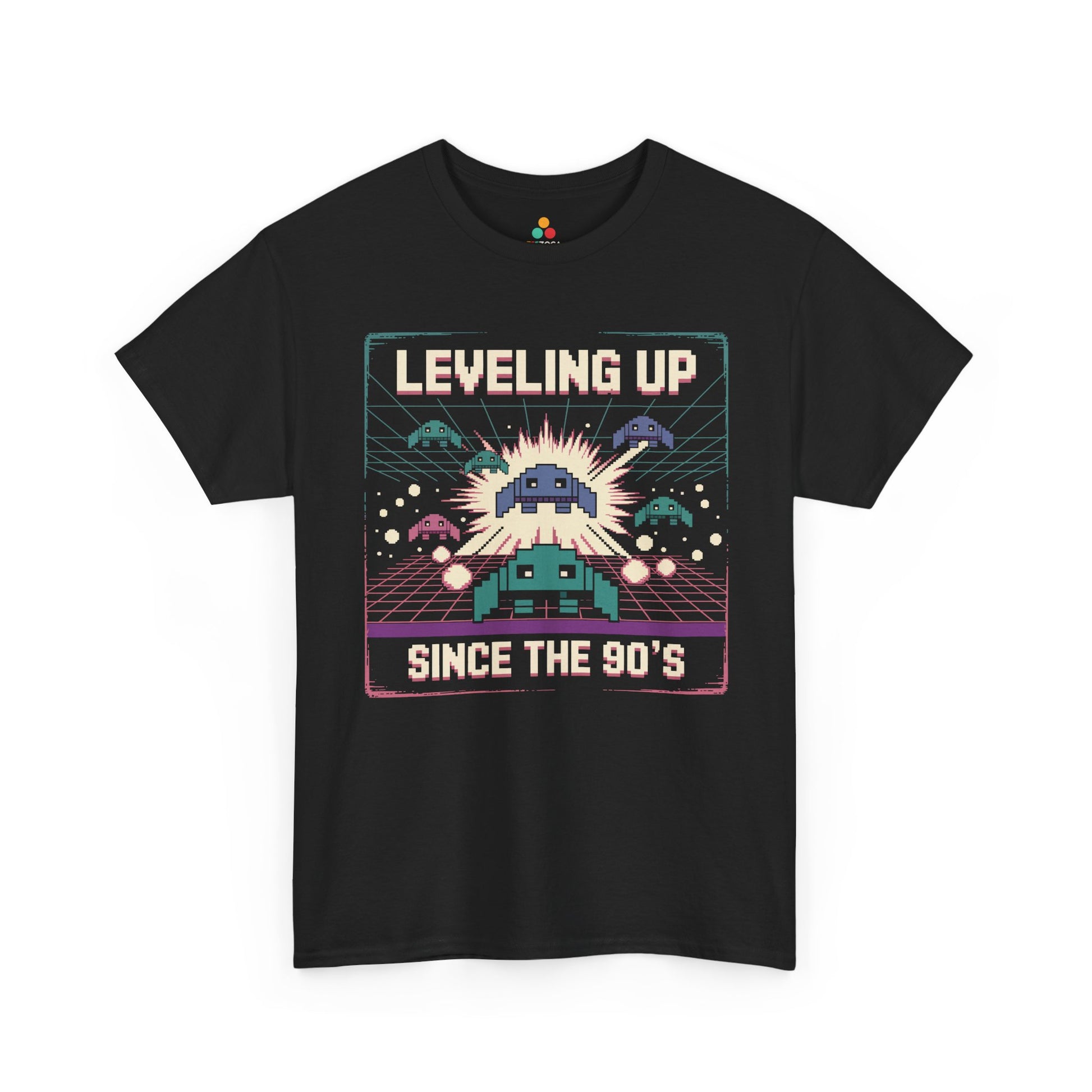 Leveling Up Since the 90's Retro Gamer 90s Pixel Arcade T-Shirt | TEEZOCA 