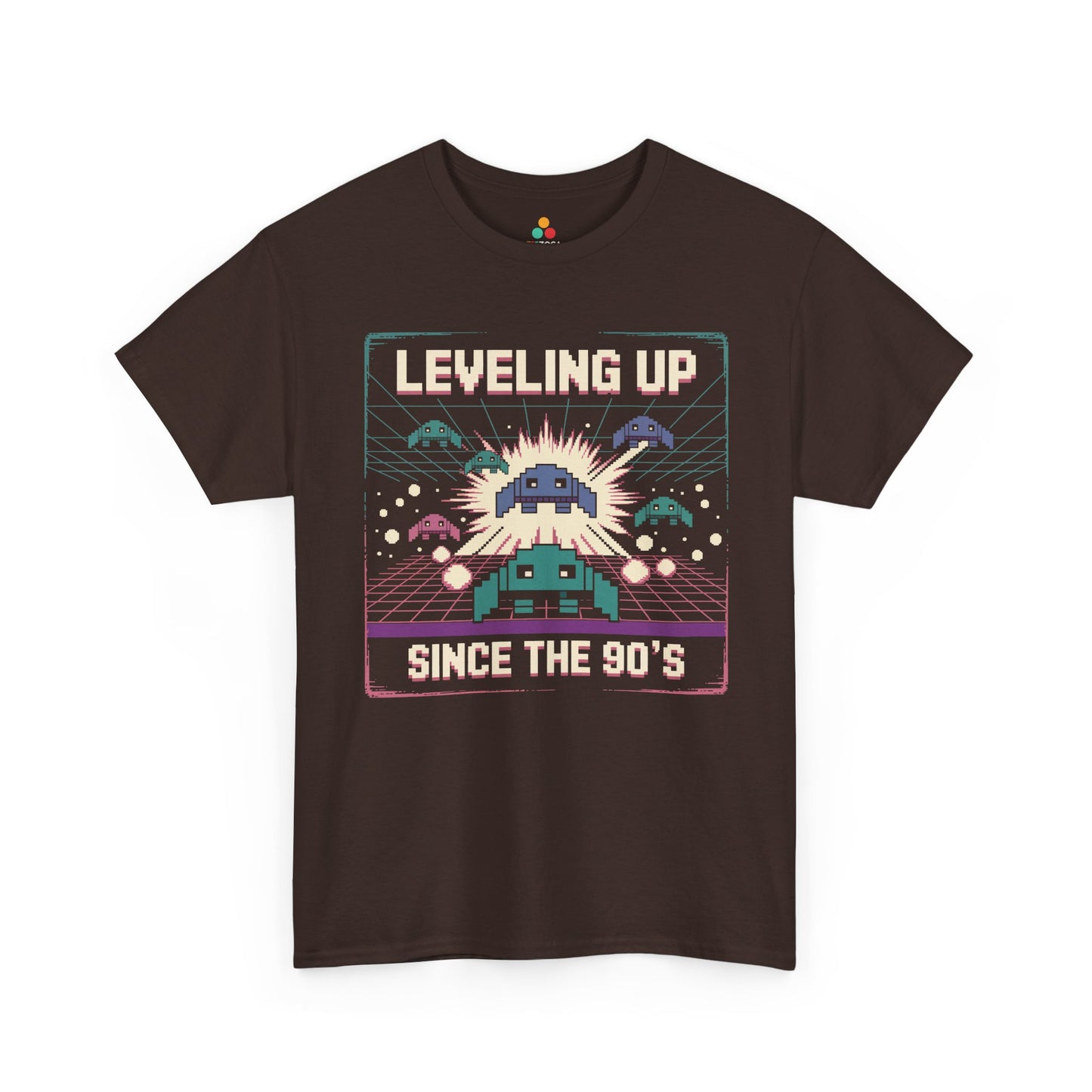 Leveling Up Since the 90's Retro Gamer 90s Pixel Arcade T-Shirt | TEEZOCA 