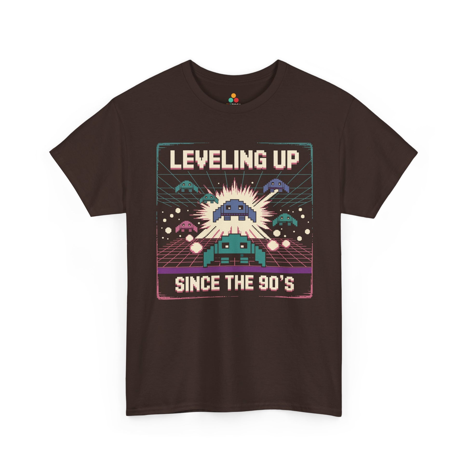 Leveling Up Since the 90's Retro Gamer 90s Pixel Arcade T-Shirt | TEEZOCA 