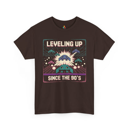Leveling Up Since the 90's Retro Gamer 90s Pixel Arcade T-Shirt | TEEZOCA 
